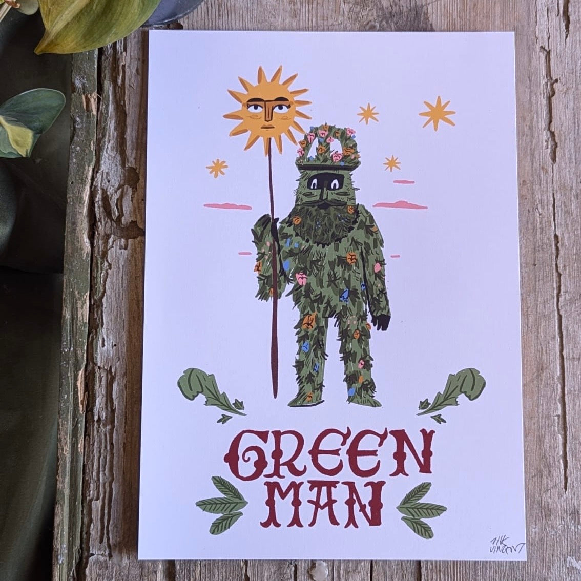 Green man print