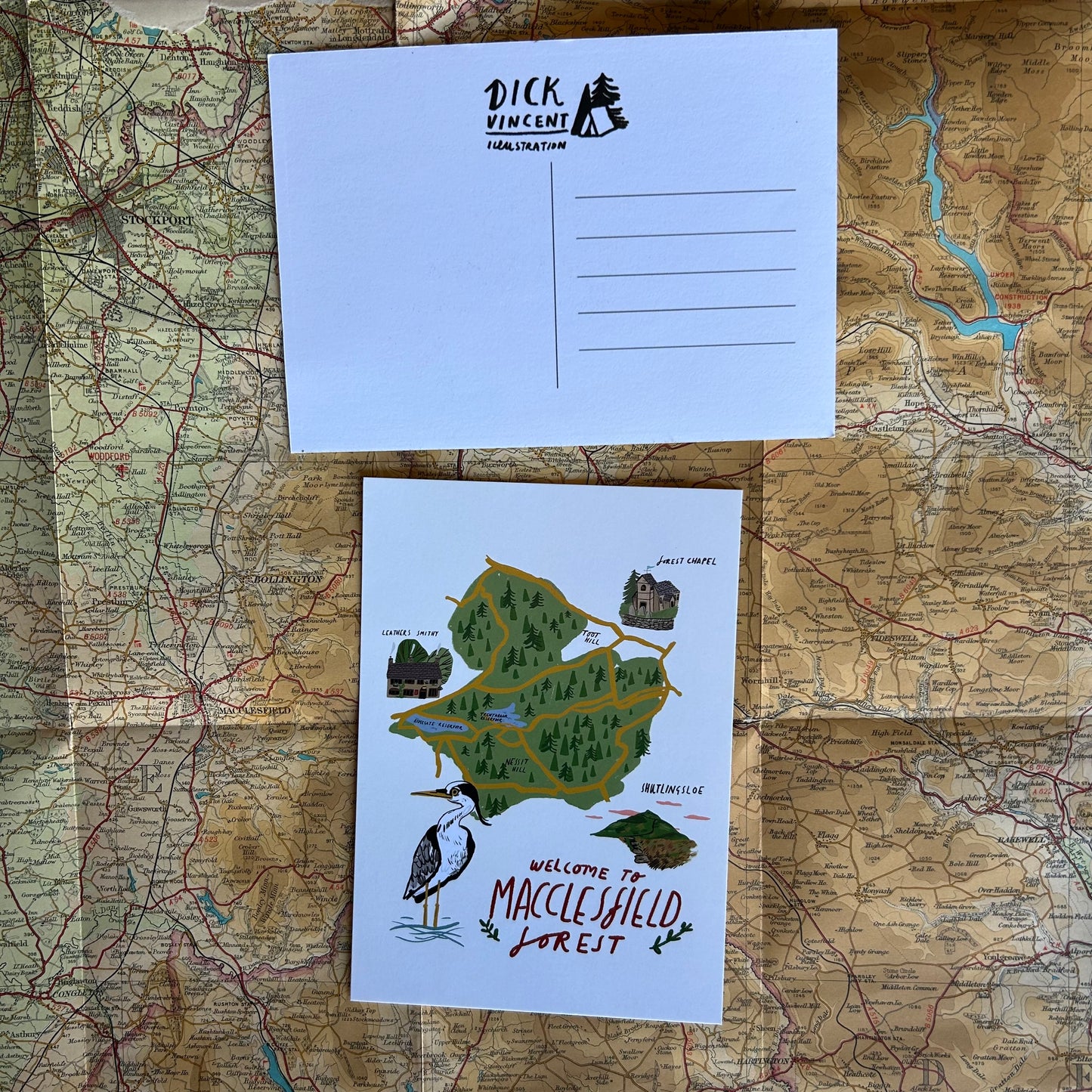 Macclesfield forest map postcard