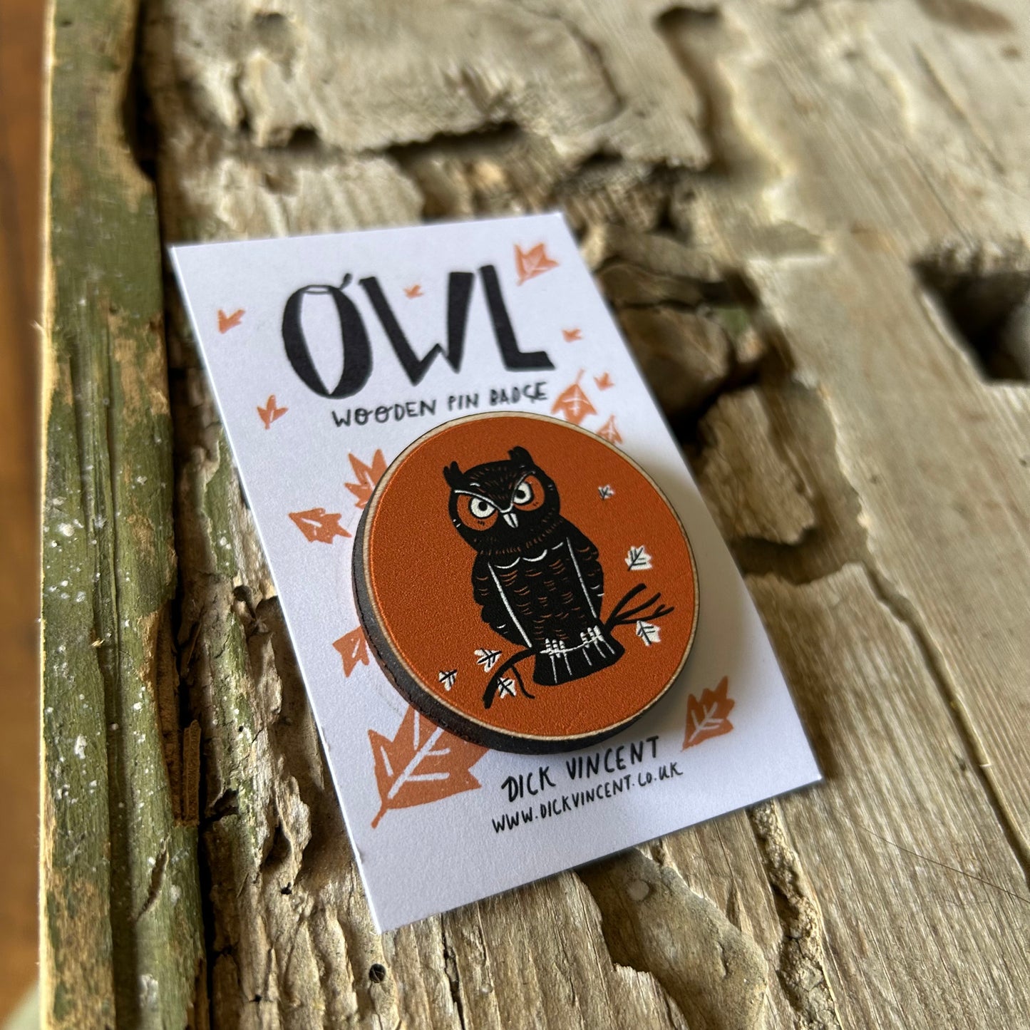Owl wooden pin