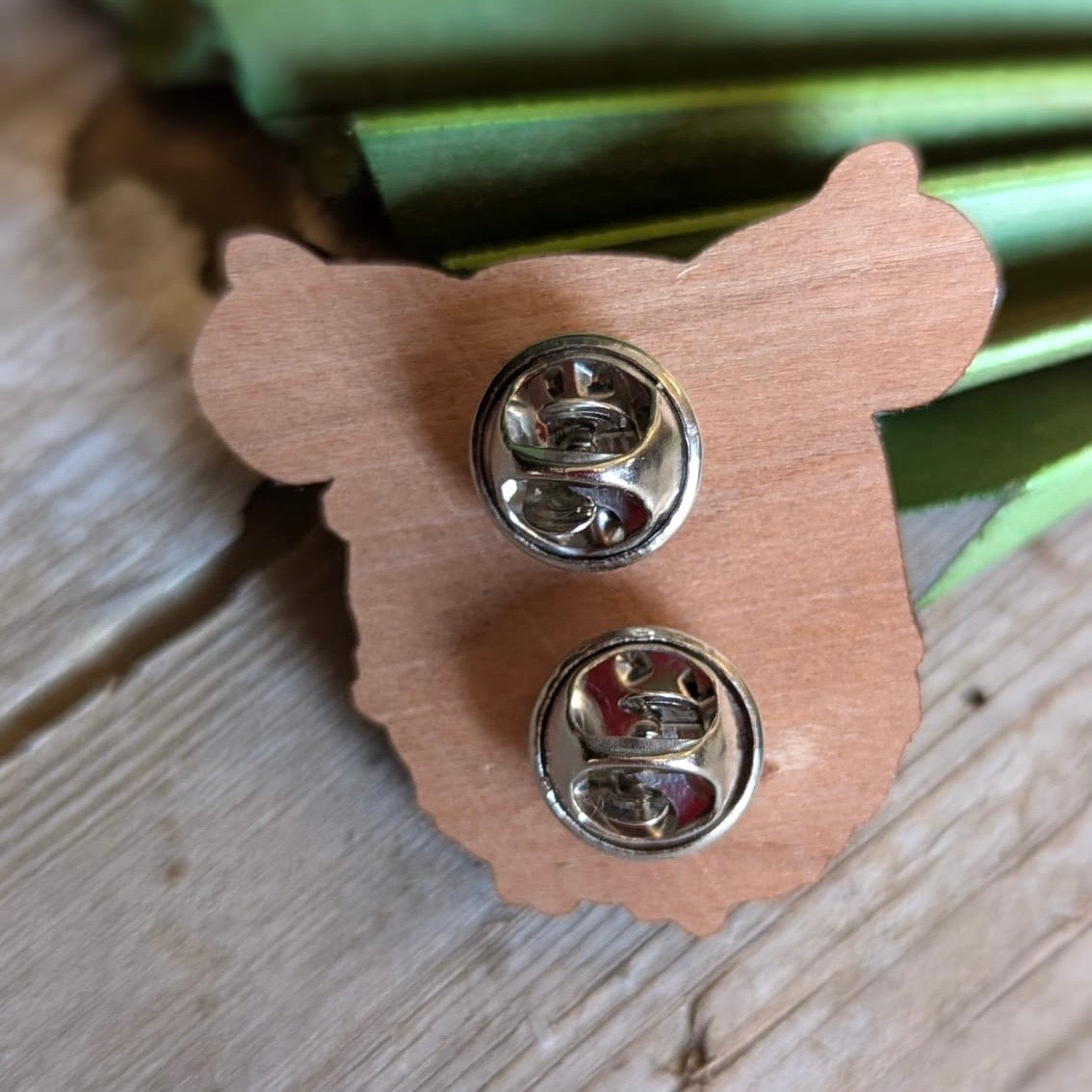Green man wooden pin