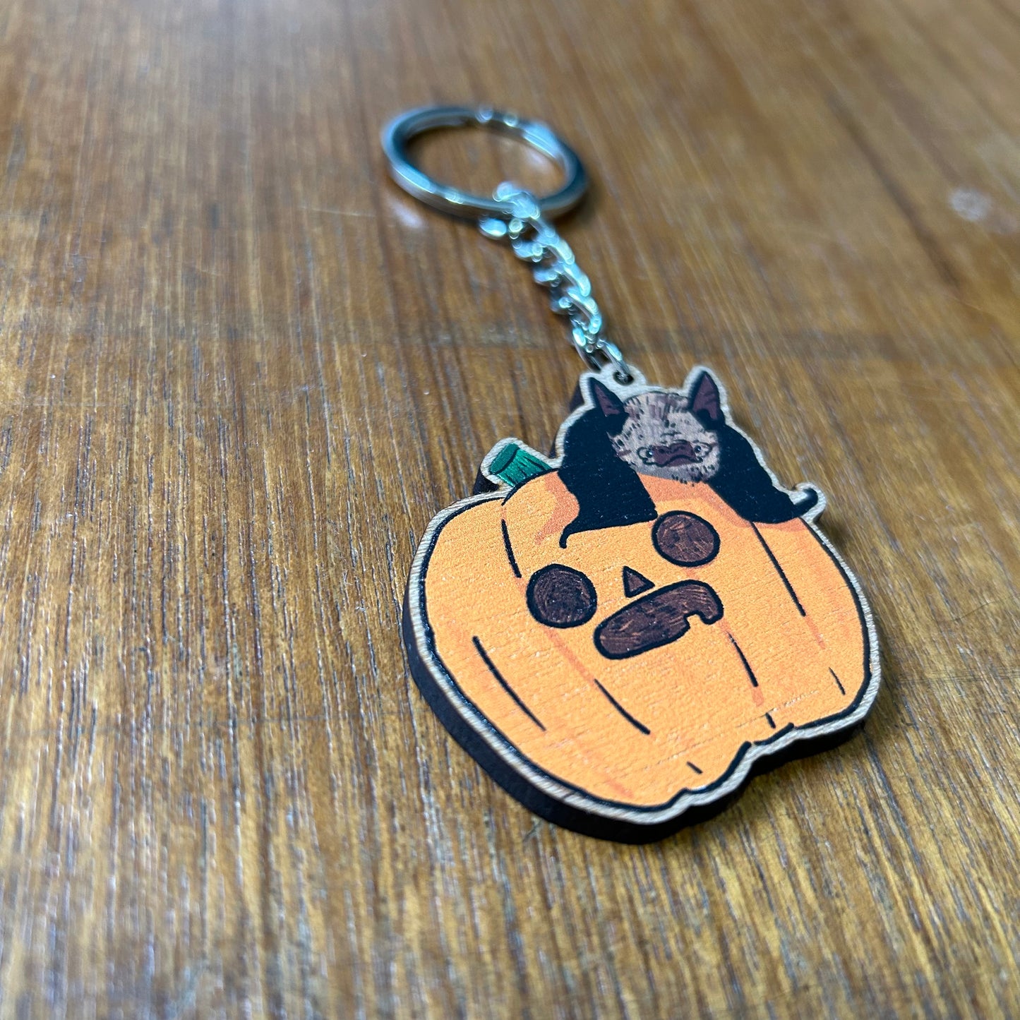 Bat pumpkin keyring