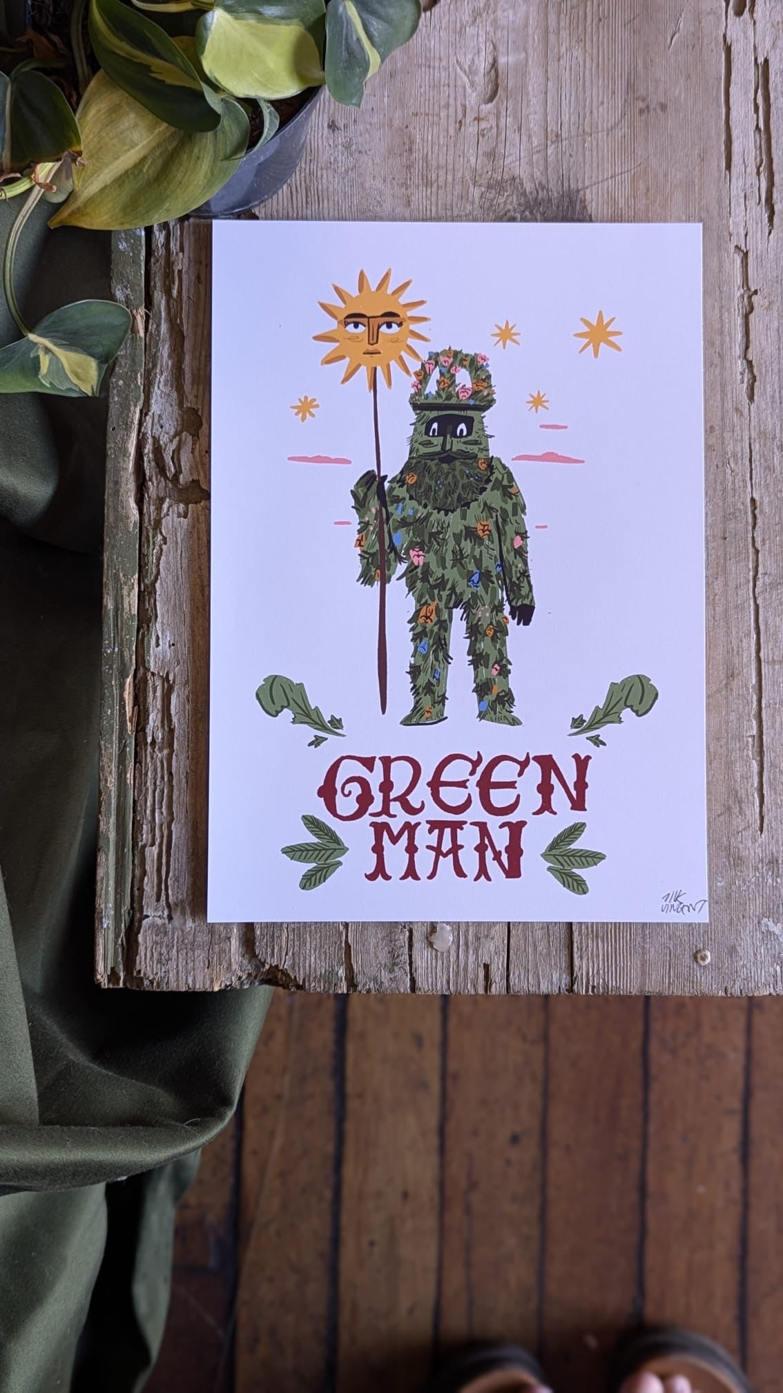 Green man print