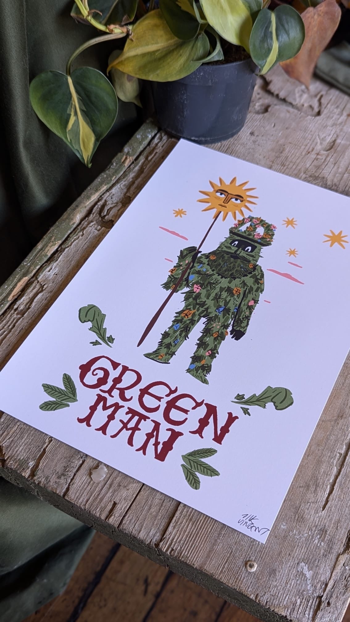 Green man print