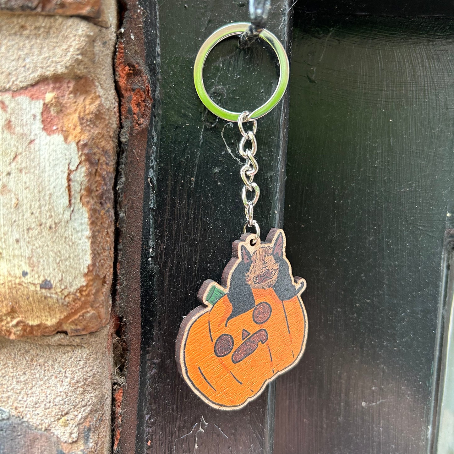 Bat pumpkin keyring