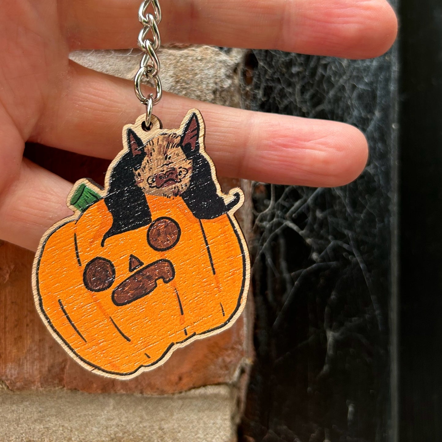 Bat pumpkin keyring