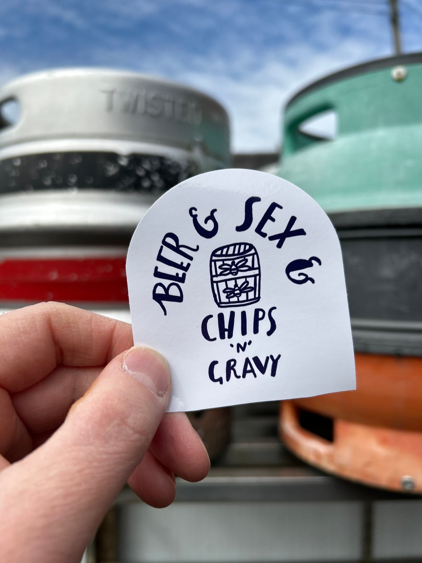 10cm beer & sex & chips n gravy sticker