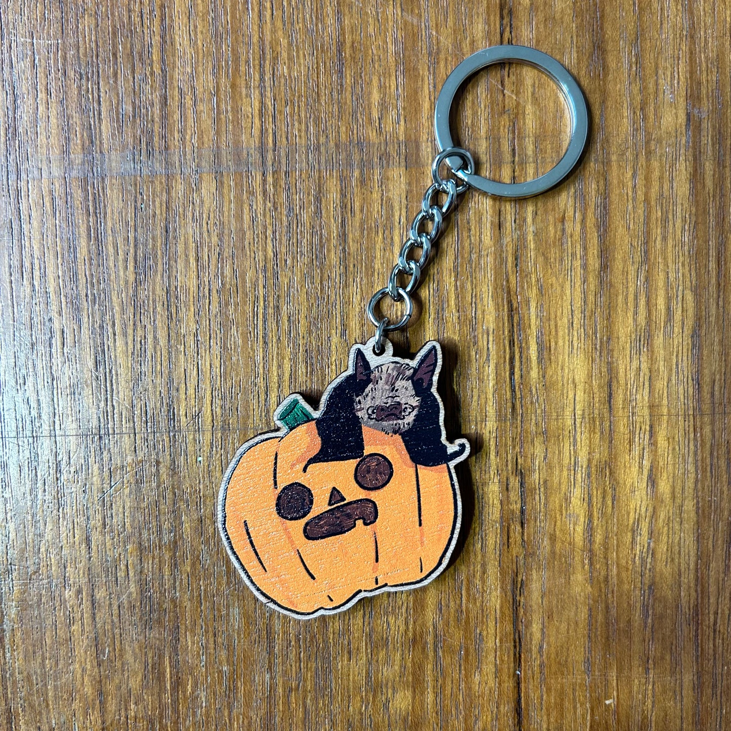 Bat pumpkin keyring