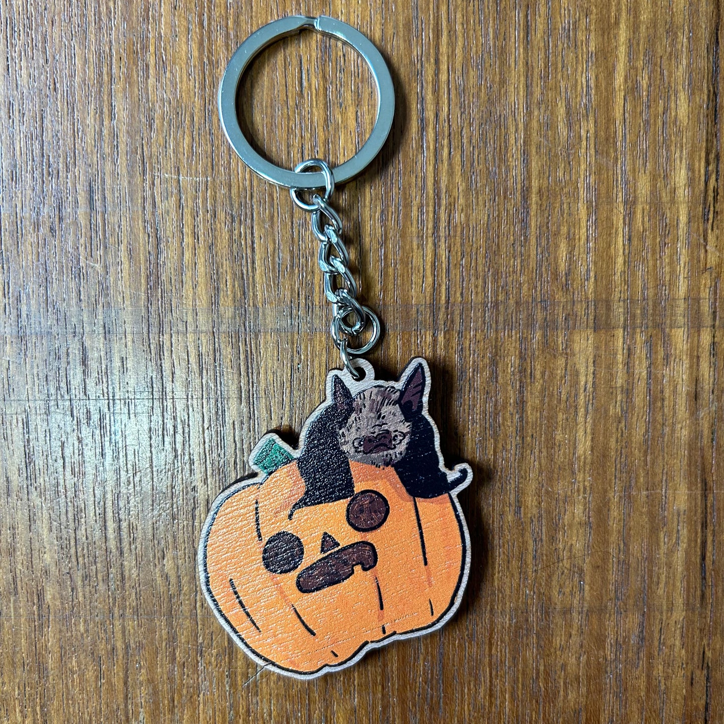 Bat pumpkin keyring