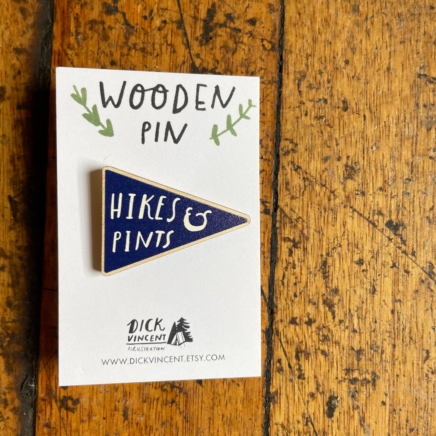 Hikes and pints pin