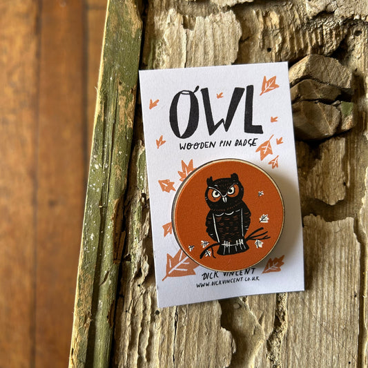 Owl wooden pin