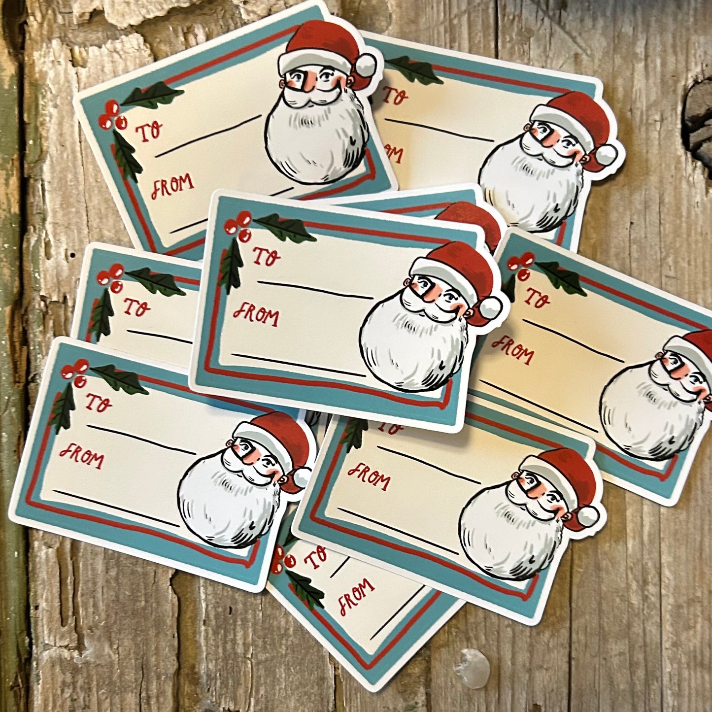 Santa gift tag stickers