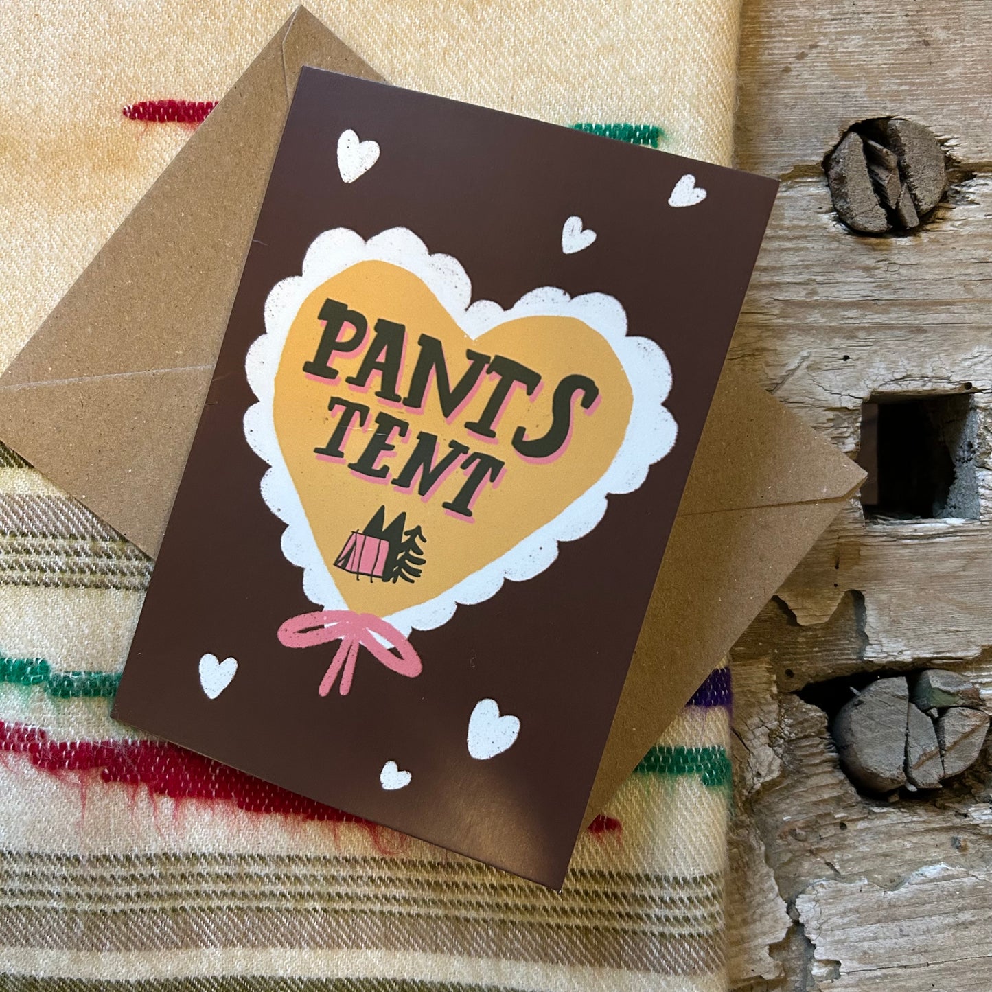 Pants tent card