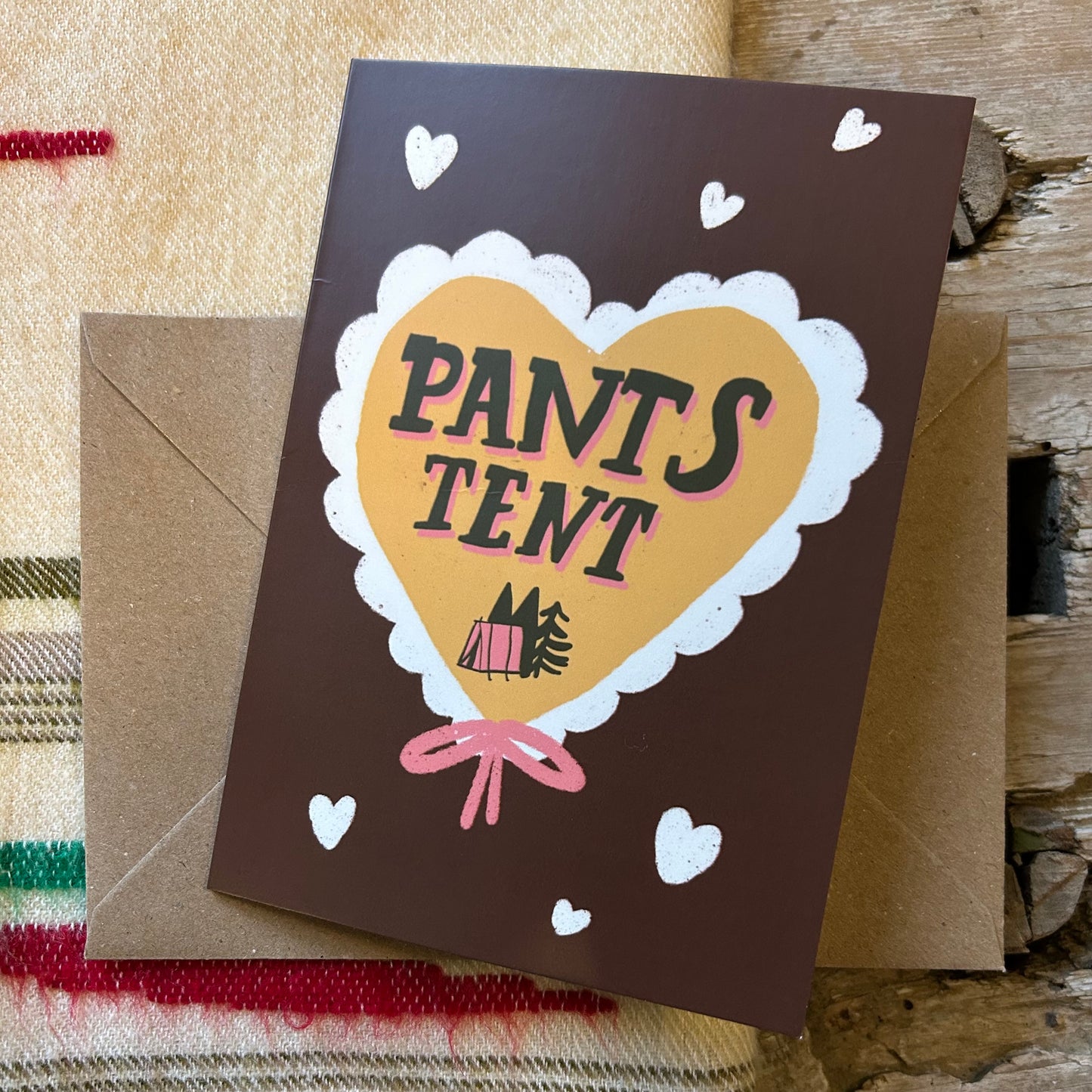 Pants tent card