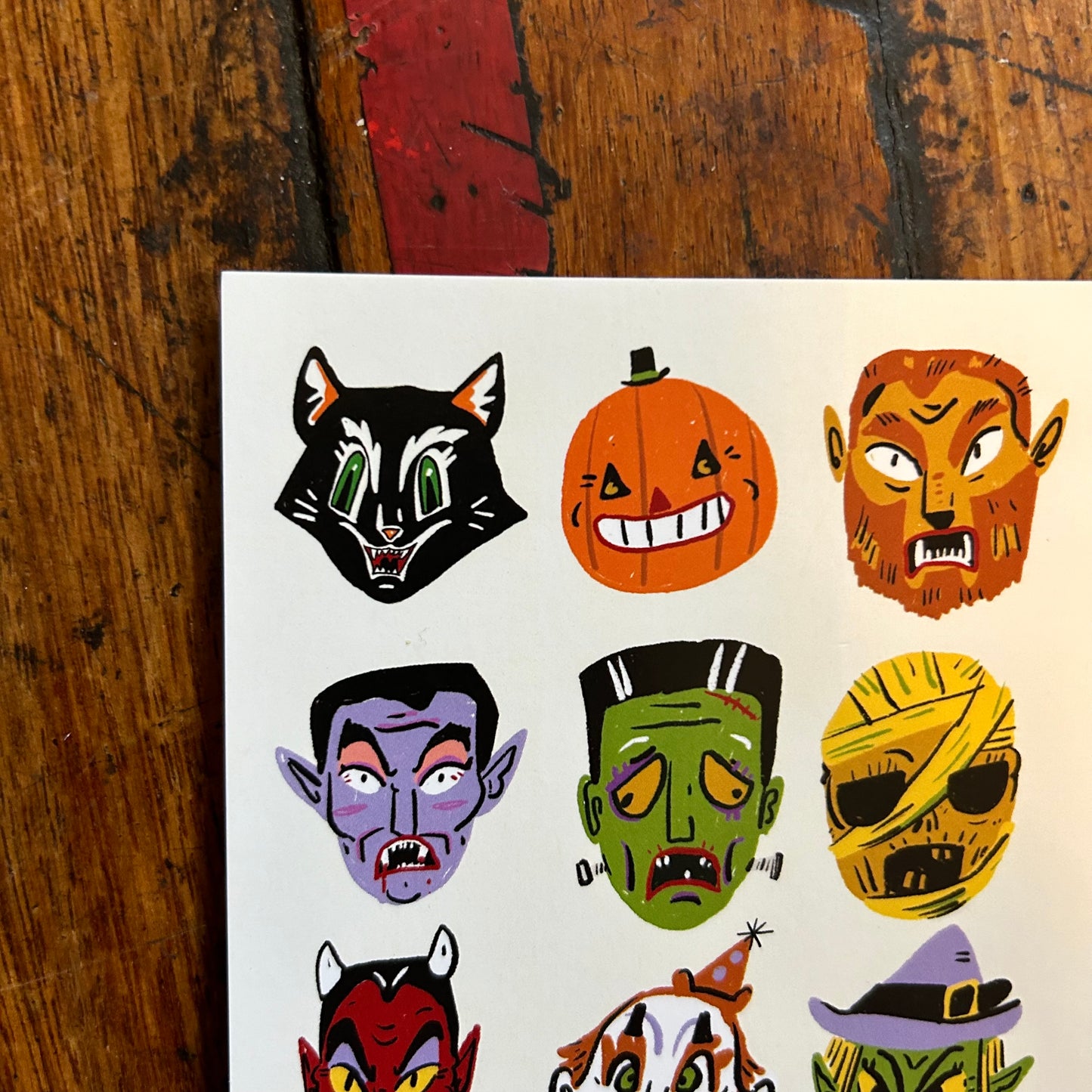 Halloween masks postcard