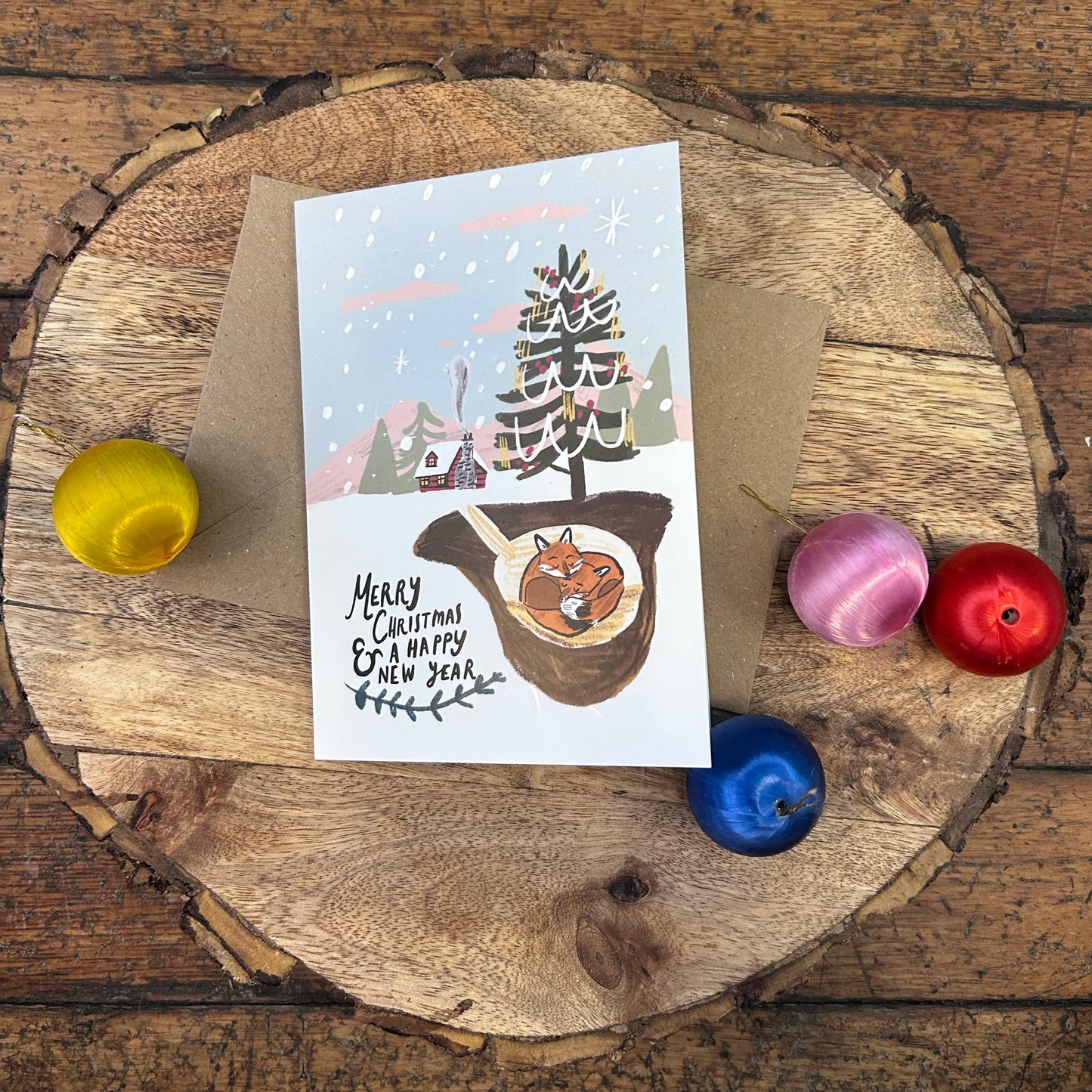 Merry Christmas foxes card