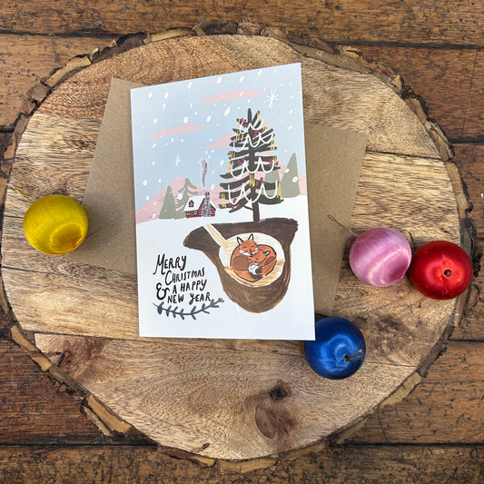Merry Christmas foxes card