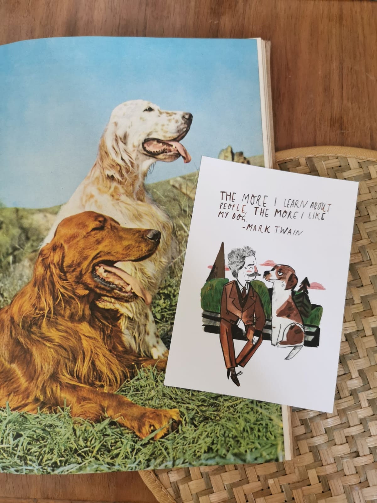 NEW // Mark Twain Dogs Postcard