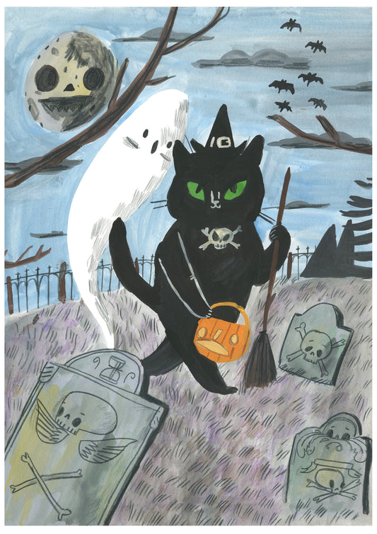 Spooky Cat Postcard