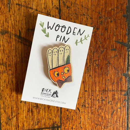 Pumpkin wooden pin badge